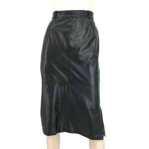 MISS ASTOR LEATHER VINTAGE PENCIL SKIRT BLACK S​​​​​​​​​​​​​​​​​​
